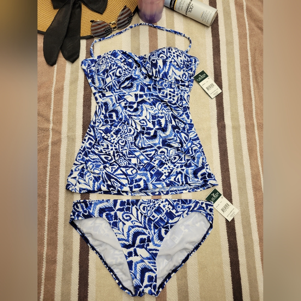 RALPH LAUREN Bias Tribal Ikat Twist Tankini Set